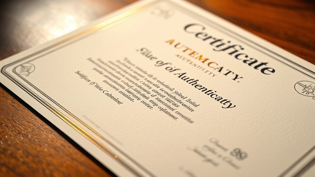 certificate confirms authenticity details