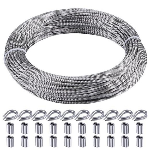 100ft Marine Stainless Steel Wire Rope with Loop