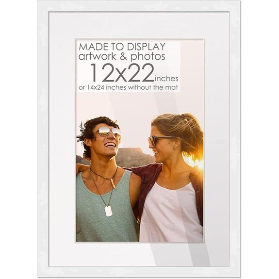 12x22 White Wood Frame with Mat and UV Acrylic