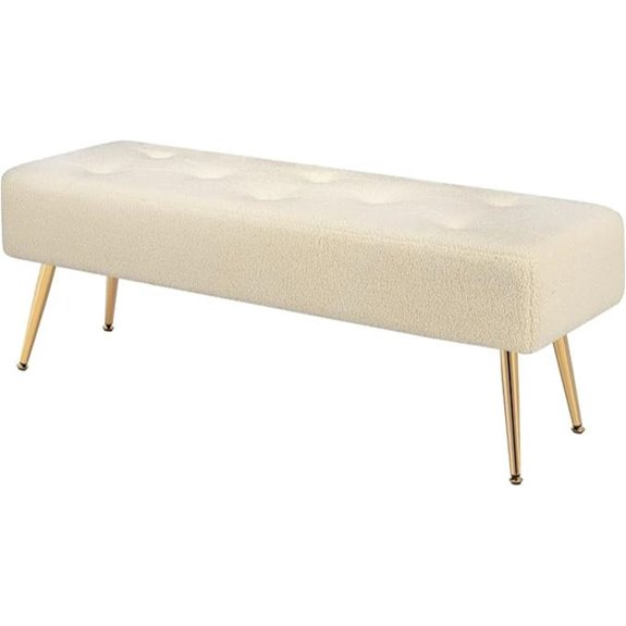 Furniliving 44-Inch Upholstered Faux Fur Ottoman Bench