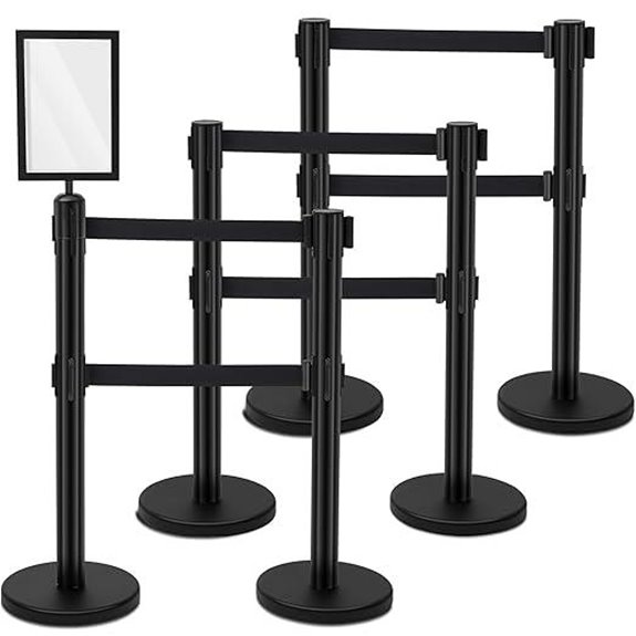 Therwen 6 Pack Retractable Belt Crowd Control Barriers
