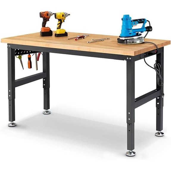 Adjustable 60-Inch Garage Workbench with Pegboard