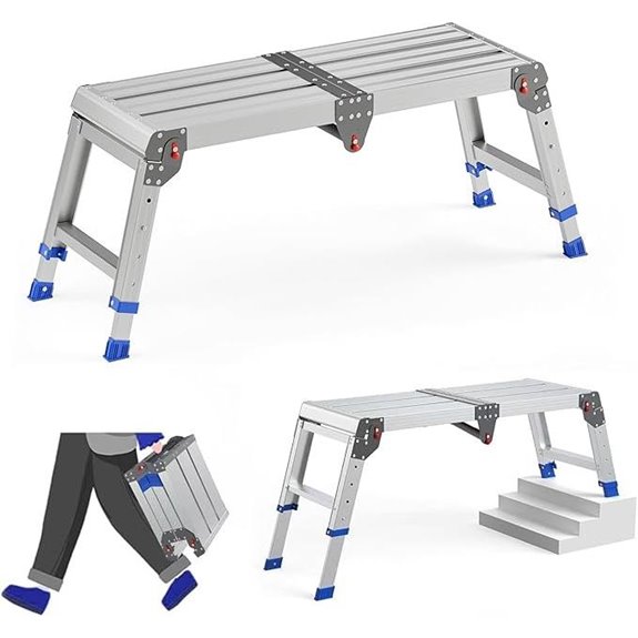 Adjustable Aluminum Folding Work Platform Ladder