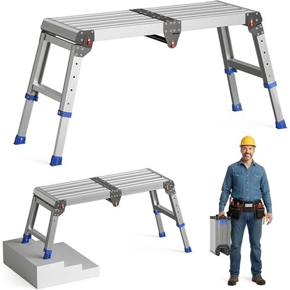 Adjustable Aluminum Folding Work Platform (33x12x19.5)