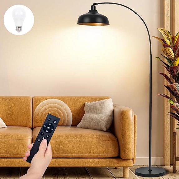 Arc Floor Lamp with Remote and Dimmable Shade