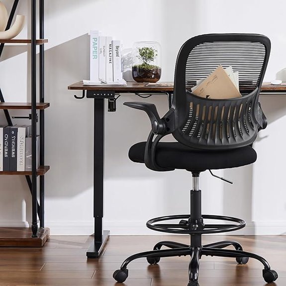 Smug Drafting Chair with Flip-up Arms and Foot Ring