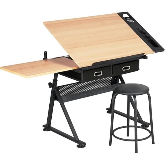 Yaheetech Adjustable Drafting & Art Table with Storage