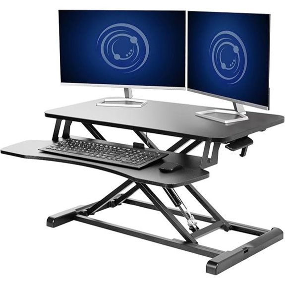 VIVO 32 Sit-Stand Desk Converter with Monitor Riser