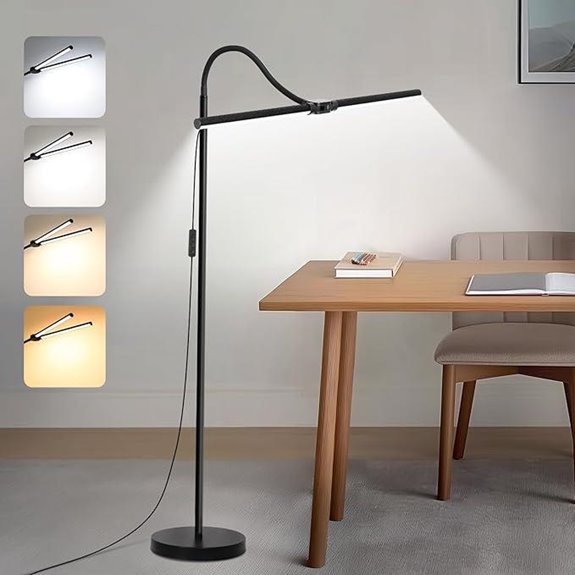 LED Floor Lamp with Adjustable Double Head