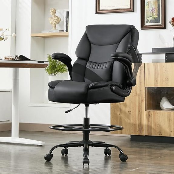 Drafting Chair with Adjustable Height and Foot Ring
