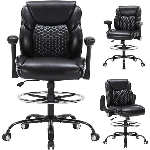 Drafting Chair with Adjustable Armrests and Foot Ring