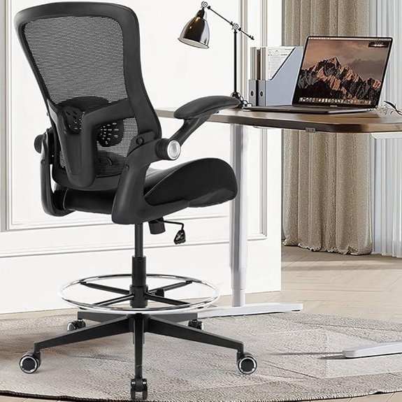Drafting Chair with Flip-up Armrests and Footrest