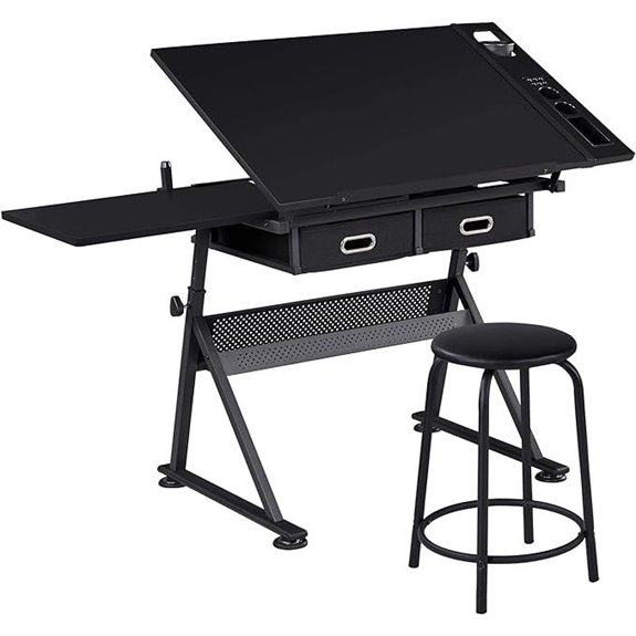 Yaheetech Adjustable Drafting Table with Storage