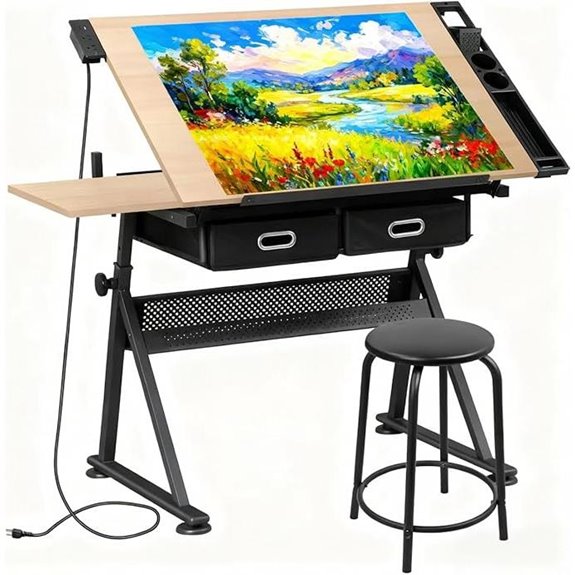 ZENY Adjustable Drafting Table with Stool