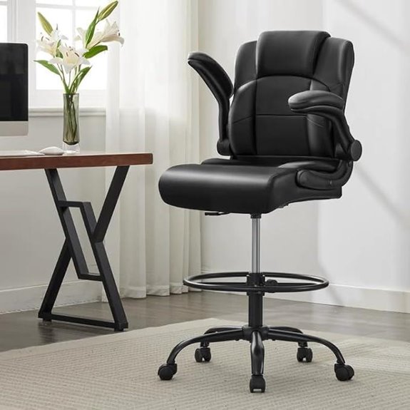 Ergonomic Drafting Chair with Flip Armrests and Height Adjust
