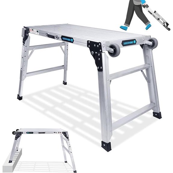 ORIENTOOLS Adjustable Folding Work Platform with Wheels