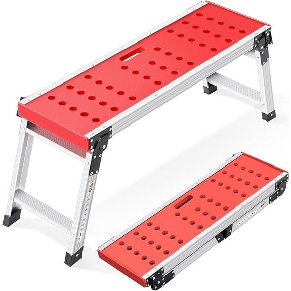 KINGRACK Adjustable Folding Work Platform Ladder