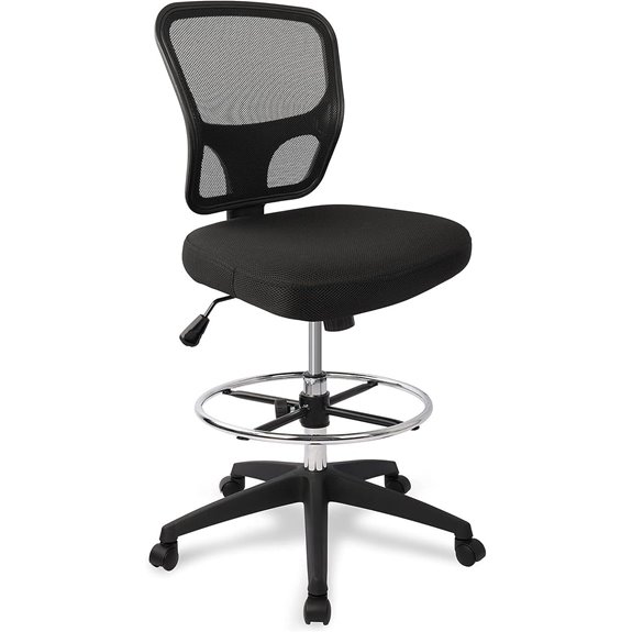 Armless Adjustable Drafting Office Chair with Footrest