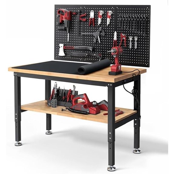 48-Inch Adjustable Garage Work Table with Storage