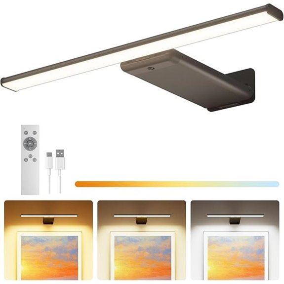 Rechargeable Picture Light with Remote 3 Colors 5 Brightness