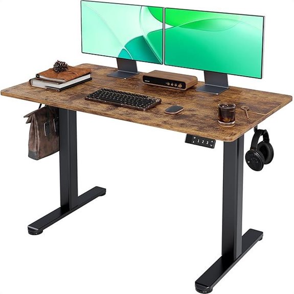 Claiks Adjustable Standing Desk 24x48 Inches Black/Rustic