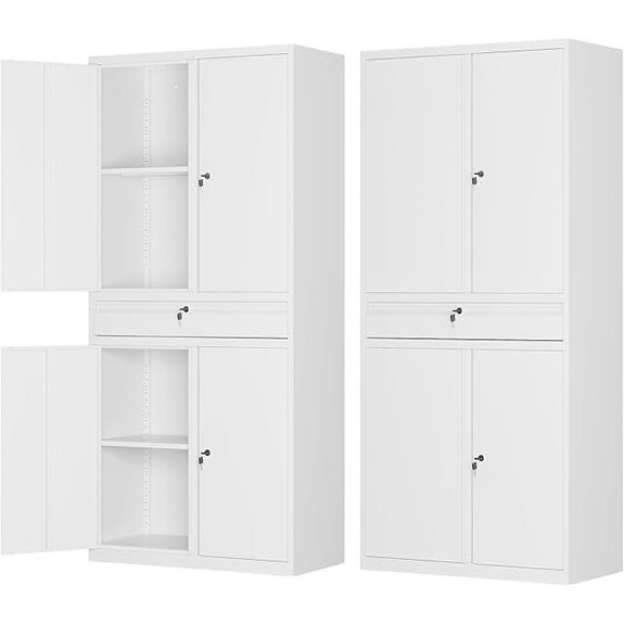 Metal Storage Cabinet with Adjustable Shelves and Drawer