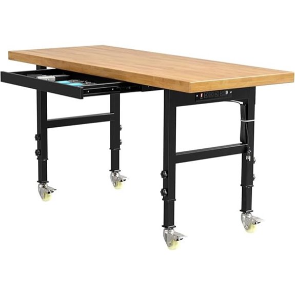 Heavy-Duty Adjustable Work Bench with Power Outlets