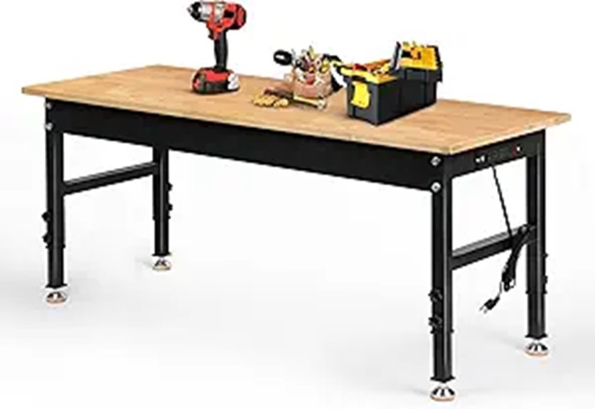 Betterhood Adjustable Height Workbench with Power Outlets