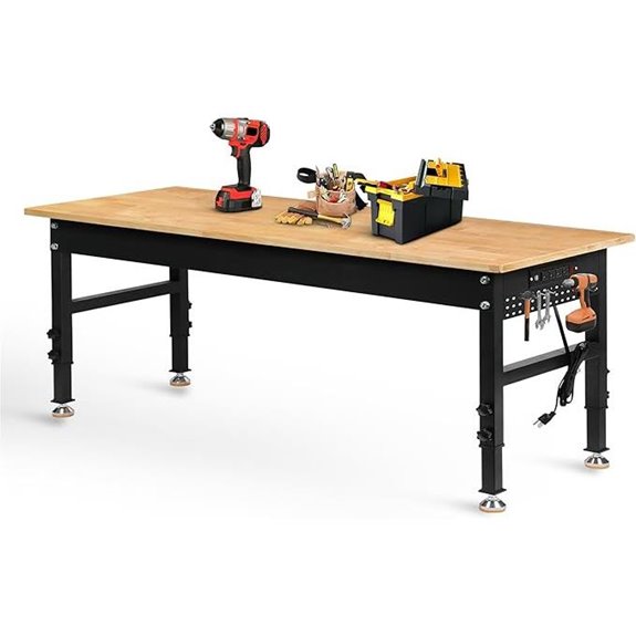 Betterhood 70 Adjustable Workbench with Power and Pegboard