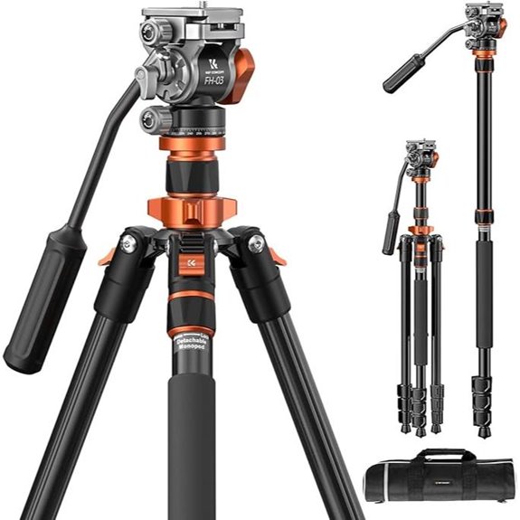 K&F Concept 83 Aluminum Camera Tripod with Fluid Head