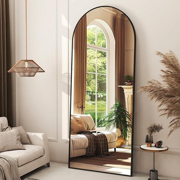 Arched Full Length Mirror with Aluminum Frame