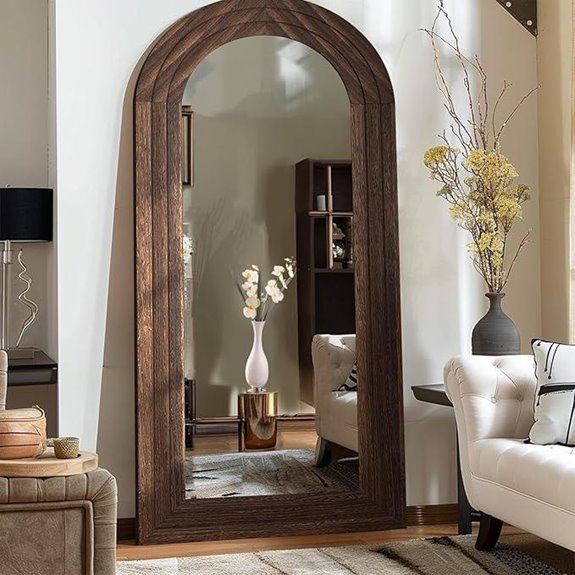 Arched Full Length Mirror with Wood Frame