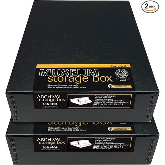 Lineco Archival Storage Box 2-Pack Acid-Free Drop Front