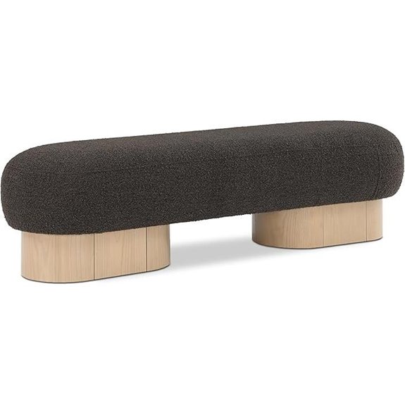 Meridian Robertson Art Deco Bench in Brown Boucle