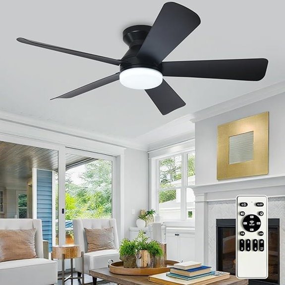 Depuley 42-Inch Black Ceiling Fan with Light