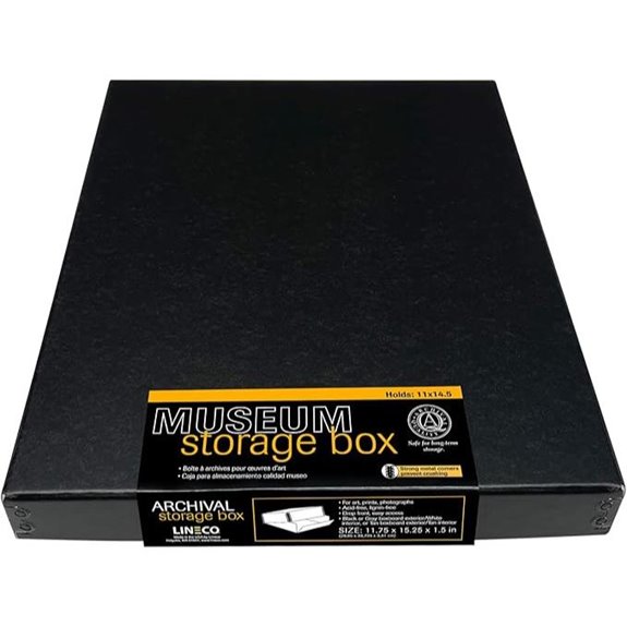 Lineco Museum Storage Box Acid-Free Drop Front Black