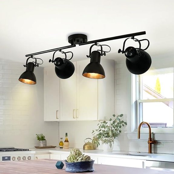 Black Track Lighting Kit for Ceiling and Kitchen
