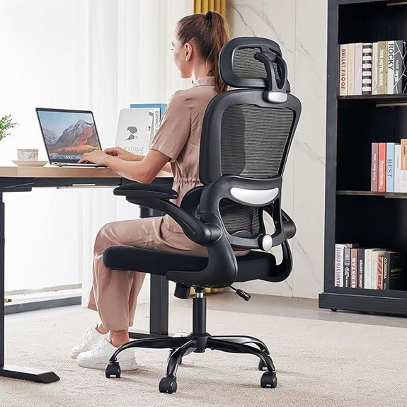 Ergonomic Mesh Office Chair with Wheels Black