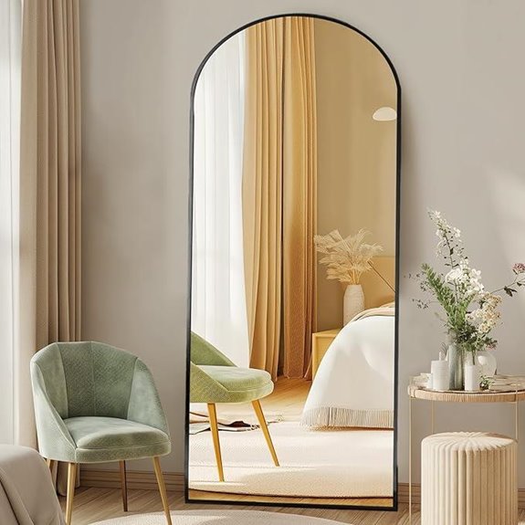 DUMOS Full-Length Arched Mirror with Stand Black