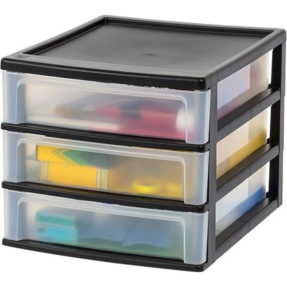 IRIS Plastic 3-Drawer Desktop Organizer Black