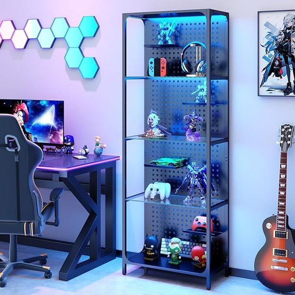 Black 4-Tier LED Lighted Display Cabinet