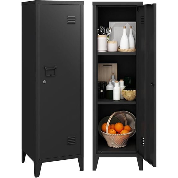 Black Metal Locker Cabinet with Locking Door