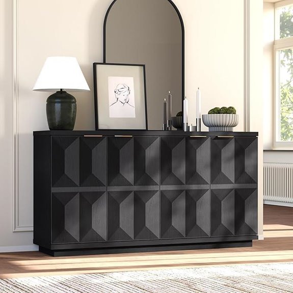 Yechen Black 59 Modern Storage Sideboard Buffet