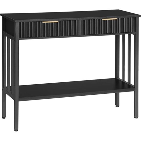 Narrow Console Table with Storage Black