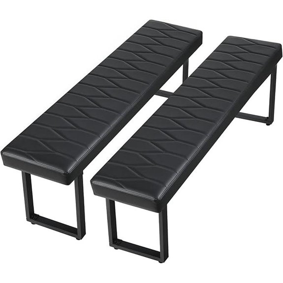 Padded 58” Dining Table Benches (Pair Black)