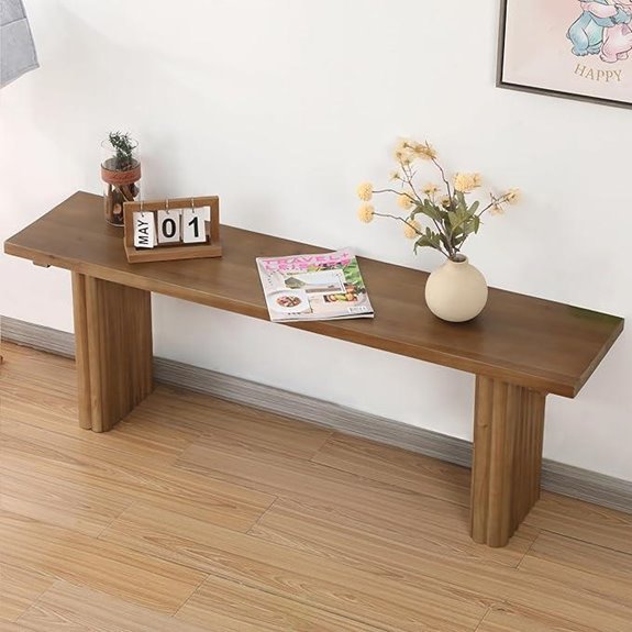 Solid Wood Entryway Bench 51.2 Brown