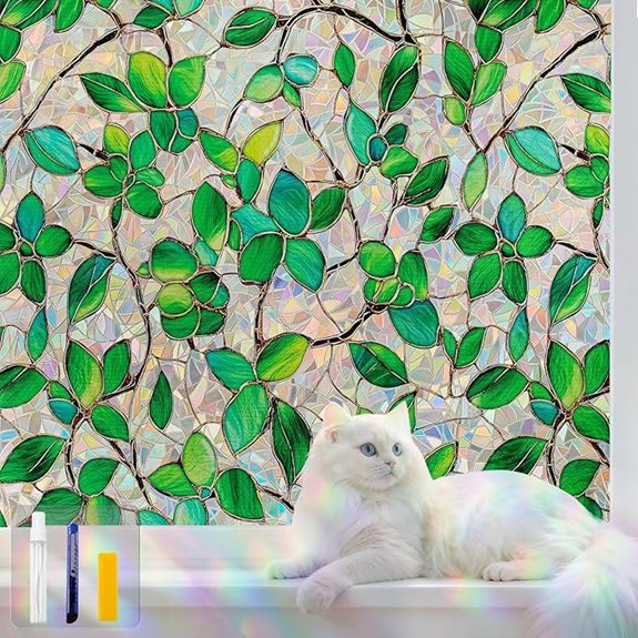 Stained Glass Privacy Film Rainbow Removable UV-Blocking
