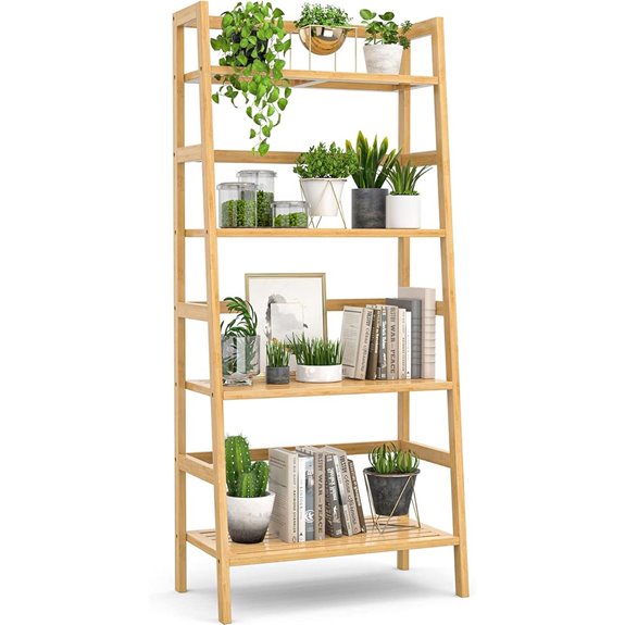 Homykic 4-Tier Bamboo Ladder Shelf for Small Spaces