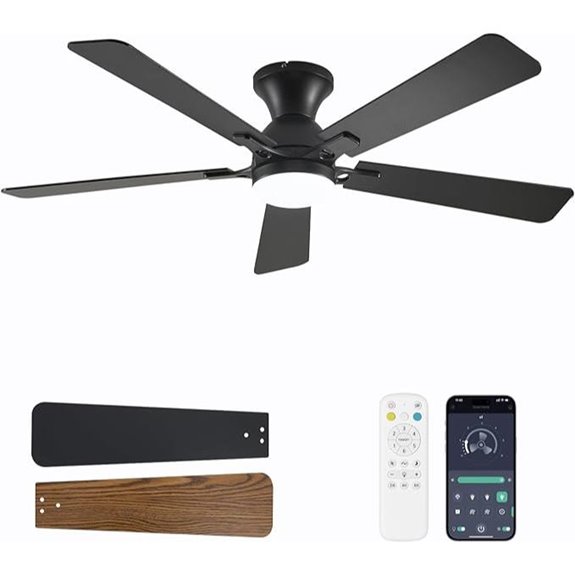 Low Profile 52-Inch Ceiling Fan with Light & Remote