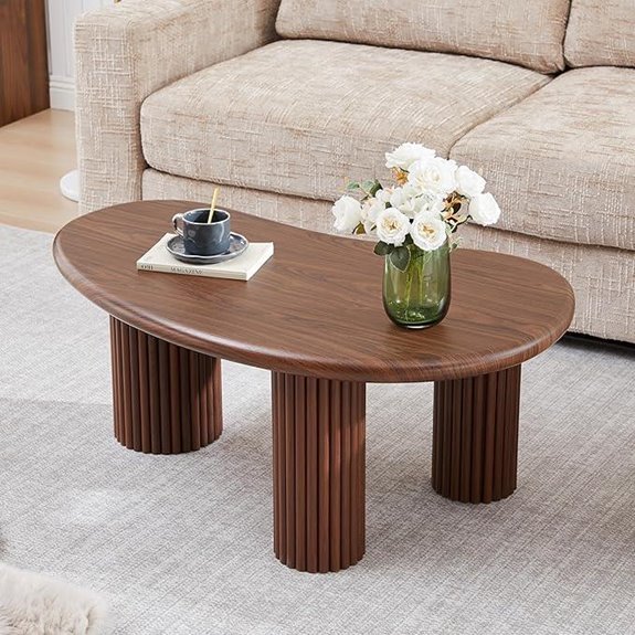 Fluted Walnut Coffee Table for Small Spaces